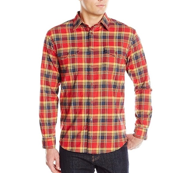 Jack&Jones Vintage Y2K Plaid Cotton Red/yellow/gray flannel button down Size L - Picture 1 of 11